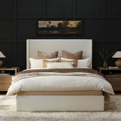 Queen/King Wingback Upholstered Platform Bed Frame