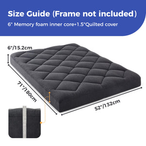 Full Size Pillow Top Futon Mattress Replacement – Gel Memory Foam, Removable Cover