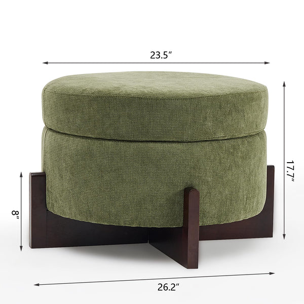 Round Storage Ottoman with Hidden Storage