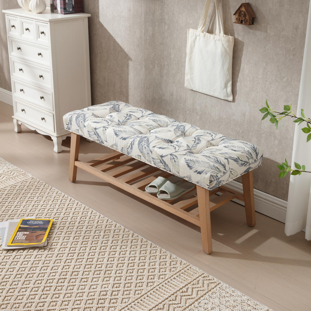 Upholstered Storage Bench with Shoe Storage
