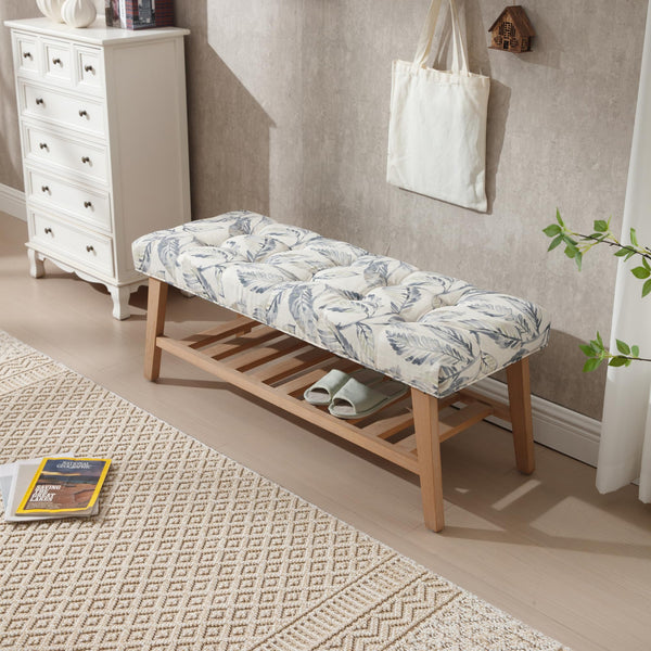 Upholstered Storage Bench with Shoe Storage