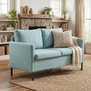 Small Linen Loveseat Sofa with Iron Legs