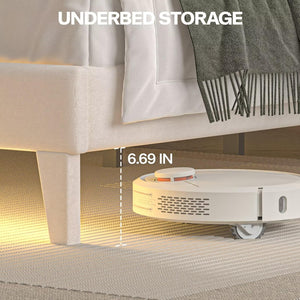 LED Upholstered Platform Bed Frame with Headboard & Footboard