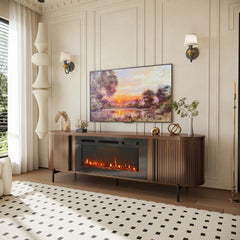 70" Fluted TV Stand with Electric Fireplace