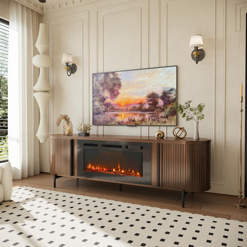 70" Fluted TV Stand with Electric Fireplace