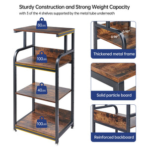 4-Tier Adjustable Printer Stand with Wheels