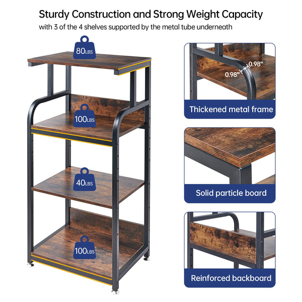 4-Tier Adjustable Printer Stand with Wheels