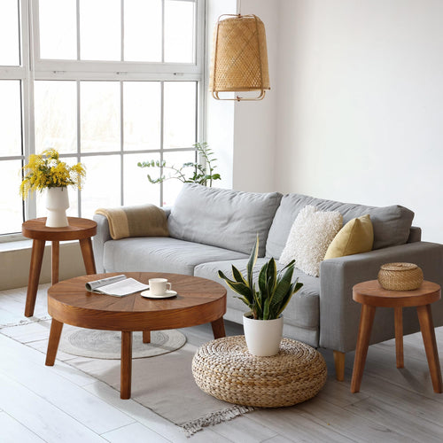 Round Coffee Table Set of 3 – Farmhouse Nesting Tables