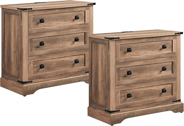 32" Farmhouse Nightstand with Charging Station