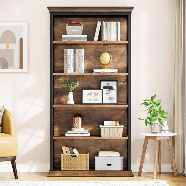 5-Tier Bookcase with X-Pattern Sides