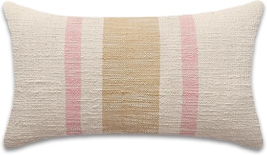 Handwoven Cotton Lumbar Pillow Cover 14x24