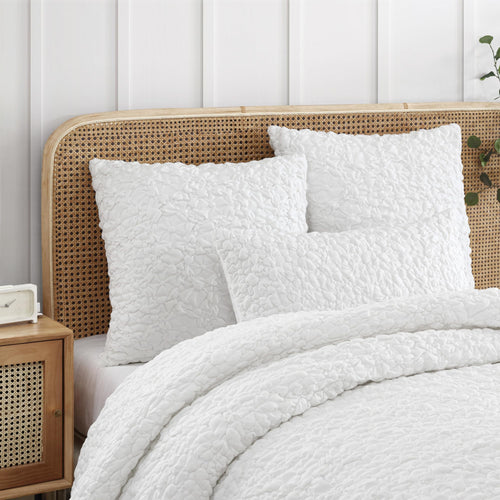 Floral Bubble Euro Sham Cover Set of 2 – 26x26 White