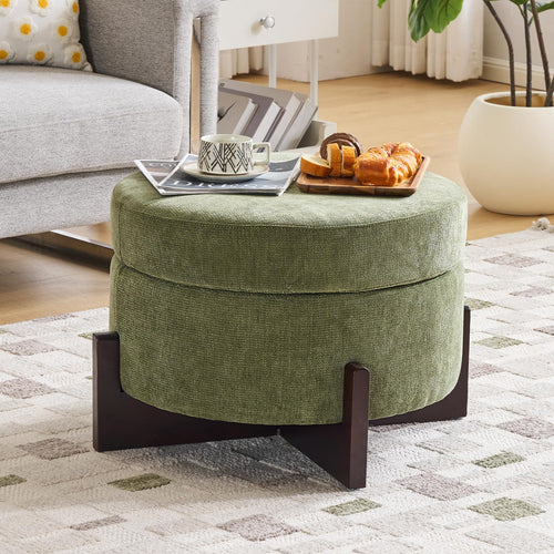 Round Storage Ottoman with Hidden Storage