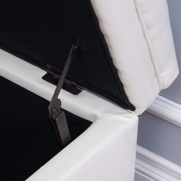 Tufted Fabric Storage Ottoman with Birch Legs