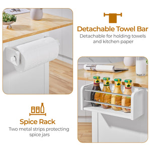 Rolling Kitchen Island Cart with Drop Leaf & Storage