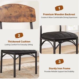 Upholstered Dining Chairs Set of 4 – PU Leather, Metal Legs