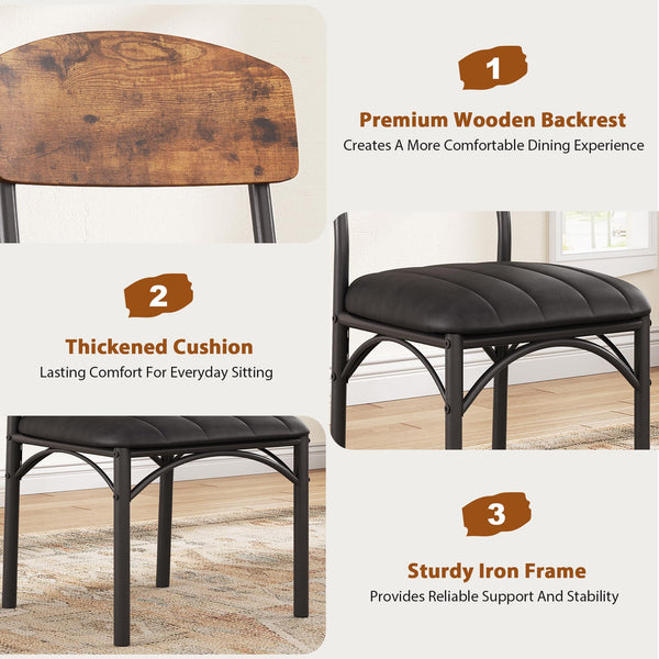 Upholstered Dining Chairs Set of 4 – PU Leather, Metal Legs