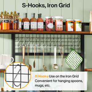 55" Wide 5-Tier Baker's Rack with Hutch & 11 Hooks