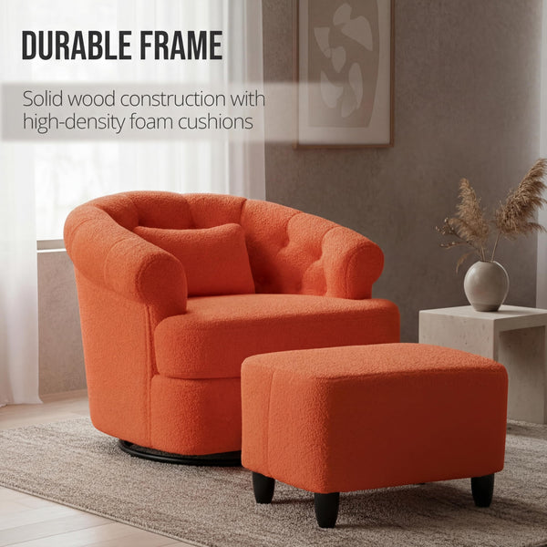 Barrel Swivel Accent Chair with Ottoman