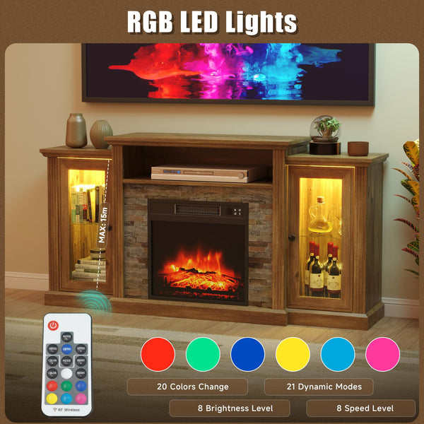 Fireplace TV Stand with LED Lights & Electric Fireplace Insert
