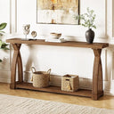 63-Inch Solid Wood Console Table with 2-Tier Storage