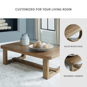 Light Brown Rectangular Coffee Table