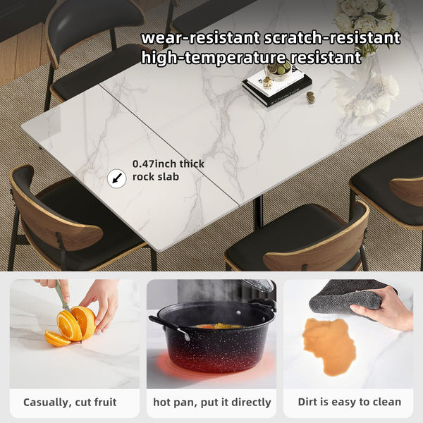 Extendable Sintered Stone Dining Table for 6 to 10 Seats