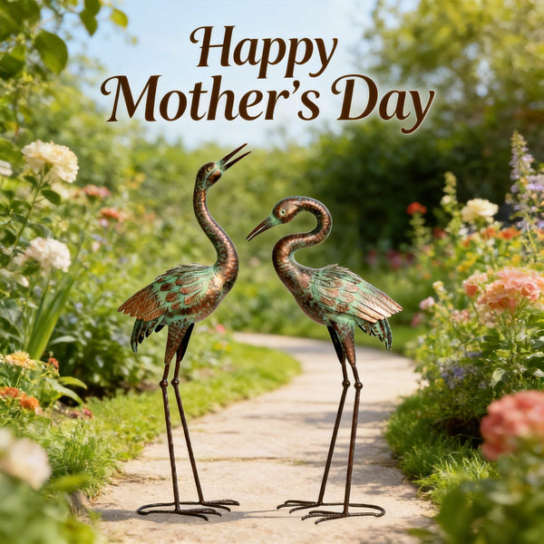 Metal Crane Garden Statues – Outdoor Heron Sculptures