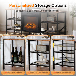 Industrial Fireplace TV Stand 58 Inch with Electric Heater