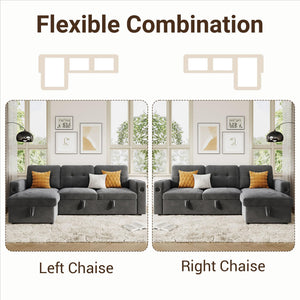 L-Shaped Sleeper Sofa with Storage & Charging Station