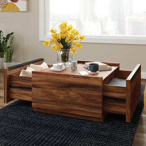Square Coffee Table with Storage Drawers