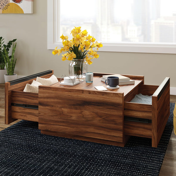 Square Coffee Table with Storage Drawers