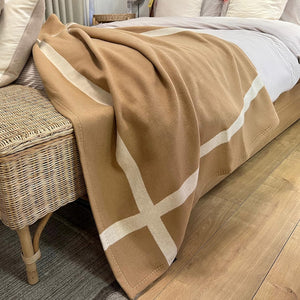 Wool Cashmere Throw Blanket — Camel, 75"x55"