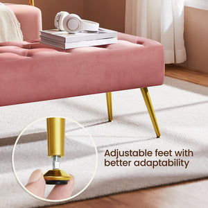 Upholstered Ottoman Bench with Metal Legs