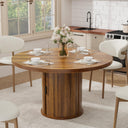 47 Inch Round Dining Table with Storage Shelf & Drawer — Seats 4 to 6
