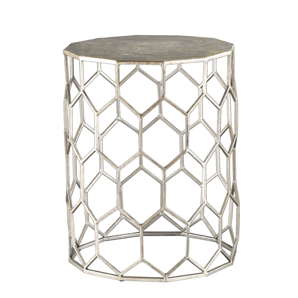 Honeycomb Metal Round Accent Table