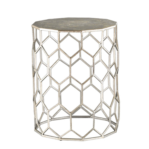 Honeycomb Metal Round Accent Table