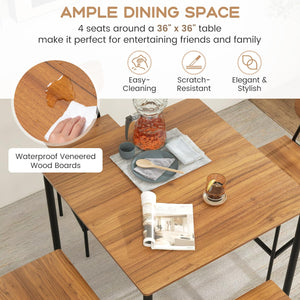 5-Piece Counter Height Dining Table Set with 4 Bar Stools