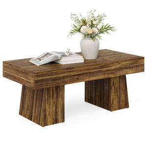 Farmhouse Coffee Table, 47 Inch Rectangular Wood Accent Table