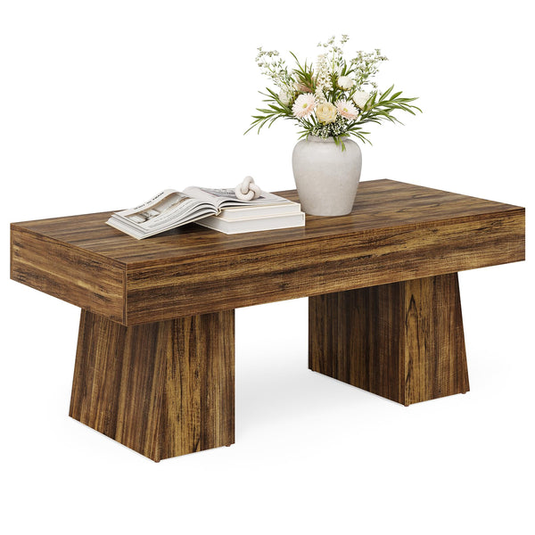 Farmhouse Coffee Table, 47 Inch Rectangular Wood Accent Table