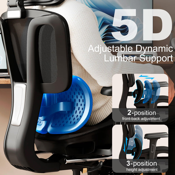 Ergonomic Office Chair with Footrest & Adjustable Lumbar Support
