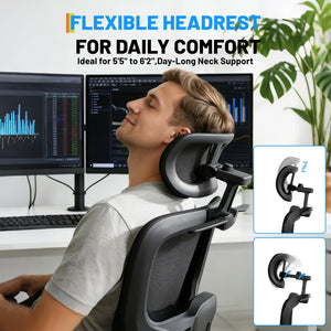 High Back Ergonomic Mesh Office Chair – 400 lbs, 4D Flip-Up Arms, Adjustable Lumbar & Headrest