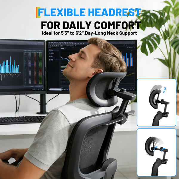 High Back Ergonomic Mesh Office Chair – 400 lbs, 4D Flip-Up Arms, Adjustable Lumbar & Headrest