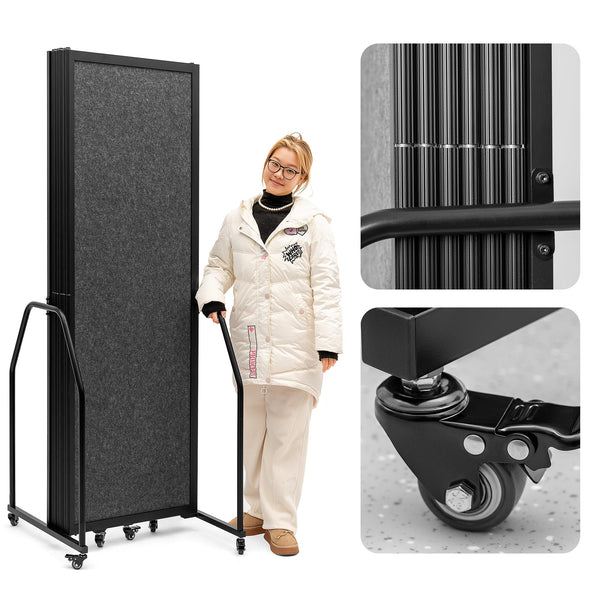 7-Panel Foldable Room Divider Privacy Screen with Wheels