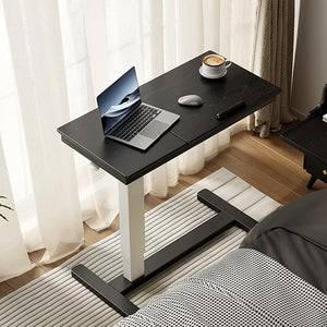 Muwuele Solid Wood Overbed Bedside Table with Wheels, Adjustable Medical Tilt Top Hospital Bed Table Over The Bed, Rolling Laptop Desk, Mobile Standing Desk for Hospital and Home Use (Walnut)