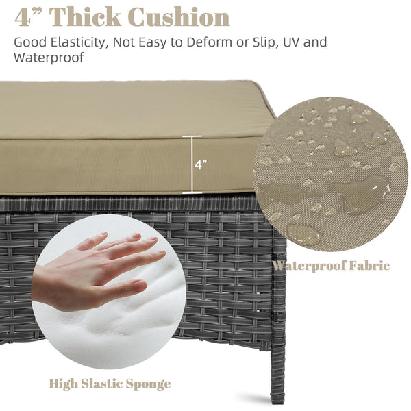 Set of 2 Outdoor Patio Ottomans with Cushions
