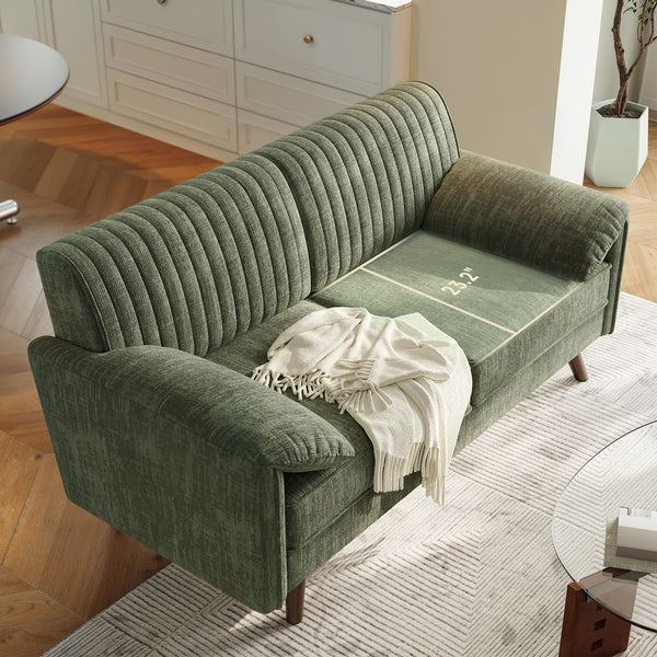Chenille Loveseat Sofa with Padded Arms – 64.5" Modern Couch for Living Room