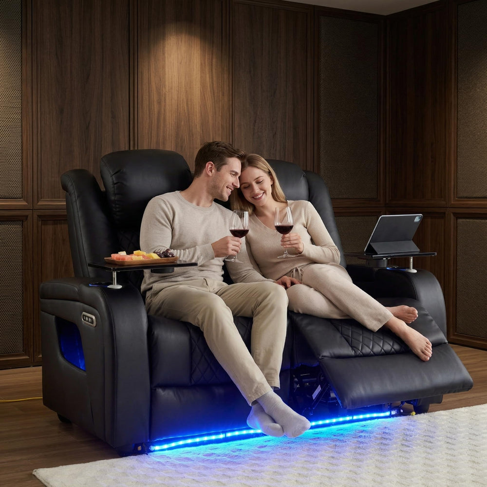Power Recliner Home Theater Seat with LED Lighting & USB Charge
