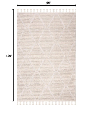 Moroccan Shag Area Rug – 8x10 Geometric Diamond, Plush Polyester