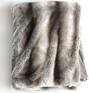 Faux Fur Throw Blanket — Gray Chinchilla, 59x88 Inch